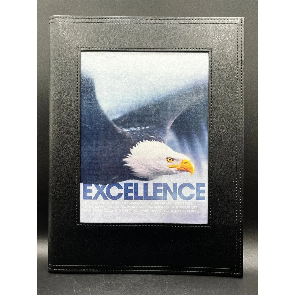 Successories Excellence Bald Eagle Black Faux Leather Padfolio Portfolio 9